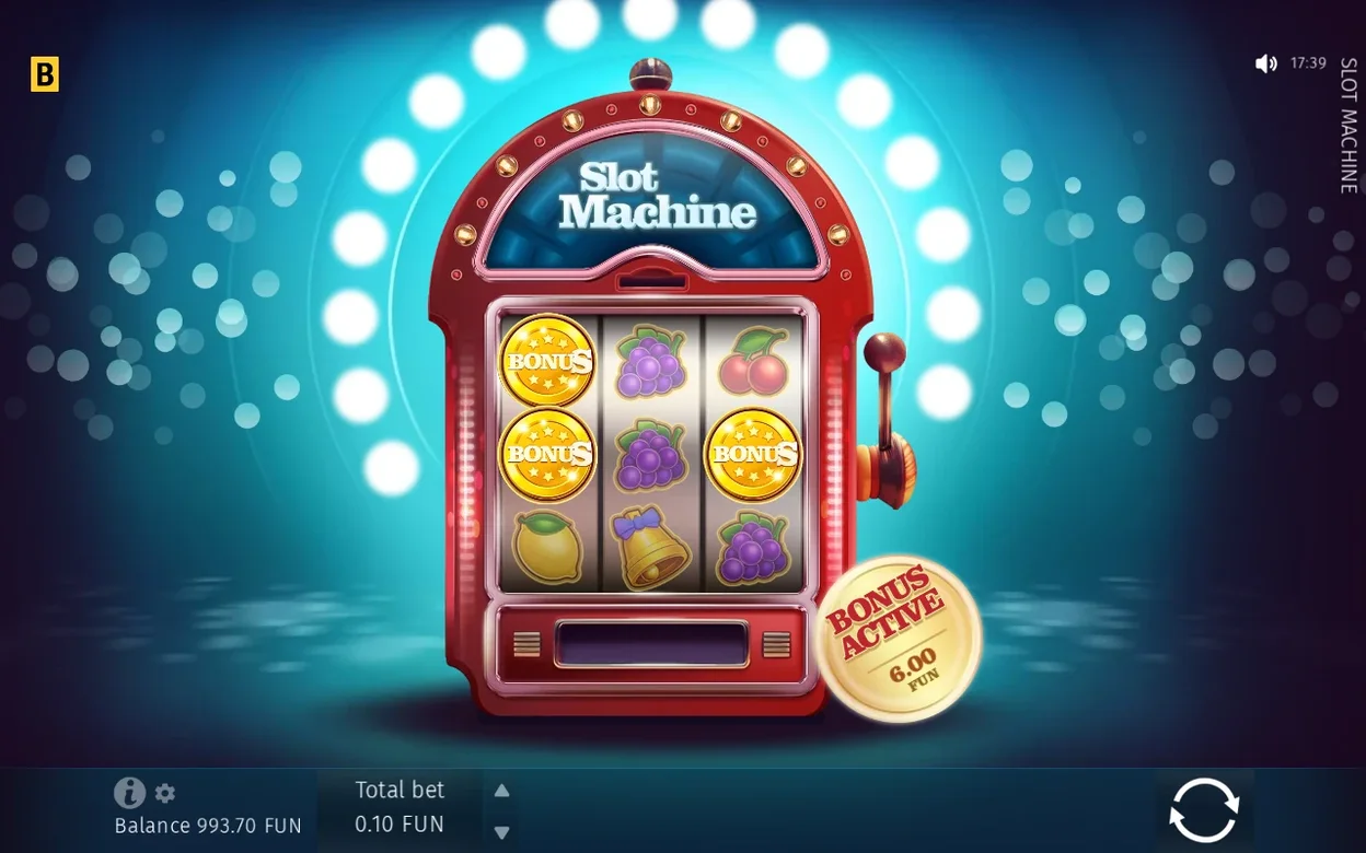 Tři symboly BONUS na válcích aktivují funkci, vpravo dole odznak Bonus Active 6.00 FUN, zůstatek 993.70 FUN.